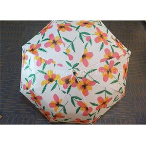 Auto Open 3 Fold Umbrella Travel Use With Flower Patterns Layer And Handle
